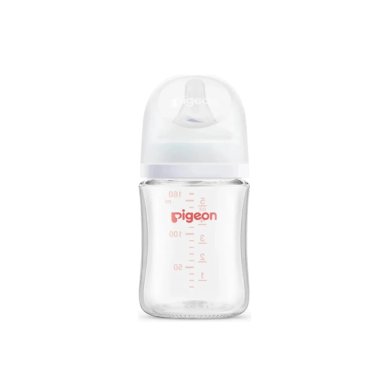 BIBERON PIGEON SOFTOUCH VIDRIO  BOCA ANCHA 160ML/5OZ. BLANCO