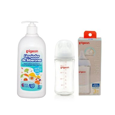 SUPER PACK PIGEON BIBERÓN VIDRIO+ LIMPIADOR LÍQUIDO - 1