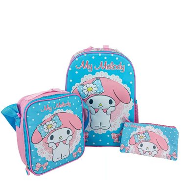 SET MOCHILA MY MELODY PEQUEÑA + LONCHERA + CARTUCHERA