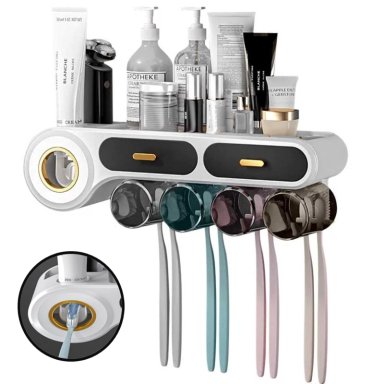 Organizador De Baño Con Dispensador De Pasta Dental Detalle Dorado