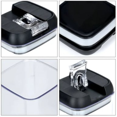 SET 7 FRASCOS EL MEJOR PRECIO HERMÉTICOS A PRESIÓN ORGANIZADORES COCINA TAPA NEGRA CLIP TRANSPARENTE - 5