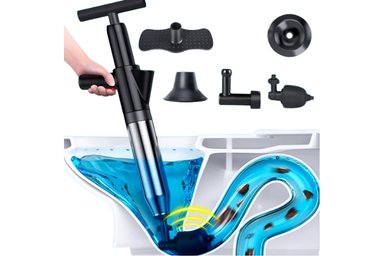 DESATORADOR A PRESIÓN EL MEJOR PRECIO NEGRO PARA INODORO LAVADERO CON ACERO INOXIDABLE - 1