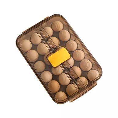 PORTA HUEVOS APILABLE CALIDAD PREMIUM CON VENTILACION MARRON TRANSPARENTE