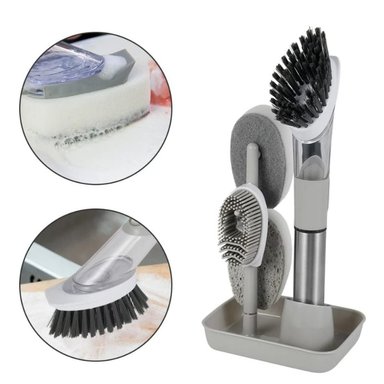 CEPILLO EL MEJOR PRECIO GRIS LAVAR PLATOS CON DISPENSADOR AYUDIN PREMIUM