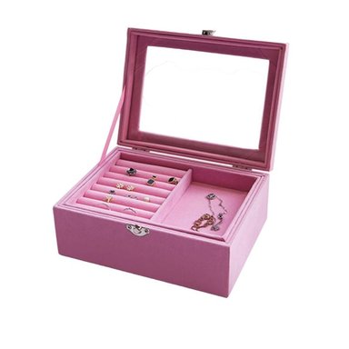 JOYERO EL MEJOR PRECIO ORGANIZADOR ROSADO PULSERAS ANILLO ARETES MAS 2 NIVELES