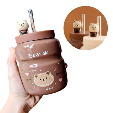 VASO DE CERAMICA PARA NIÑOS Y NINAS CON ASORBETE 500 ML MODELO 3