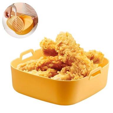 BANDEJA EL MEJOR PRECIO AMARILLO CON ESCURRIDOR REUTILIZABLE CUADRADO HORNEAR ALIMENTOS