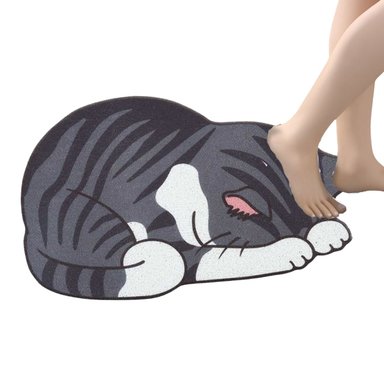 Alfombra Absorbente De Baño Antideslizante Gato Gris