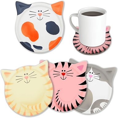 Set de Posavasos de Cerámica  con Diseños de Gatos