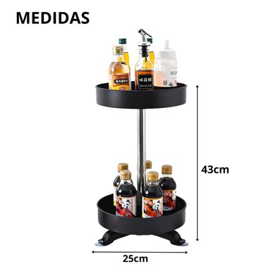 Organizador De Cocina Vertical Multiuso Giratorio 2 Niveles Negro - 5