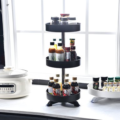 ORGANIZADOR EL MEJOR PRECIO NEGRO COCINA VERTICAL MULTIUSO GIRATORIO 3 NIVELES - 2