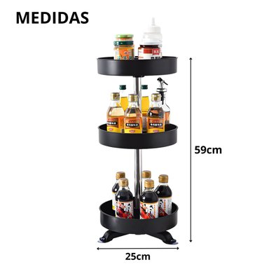 ORGANIZADOR EL MEJOR PRECIO NEGRO COCINA VERTICAL MULTIUSO GIRATORIO 3 NIVELES - 5