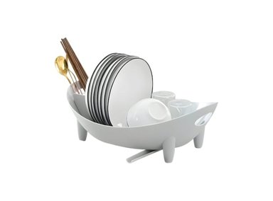 Escurridor De Platos Con Drenaje Minimalista Gris