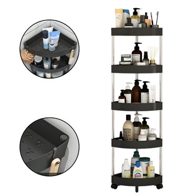 Organizador Esquinero Con Ruedas De 5 Niveles Negro