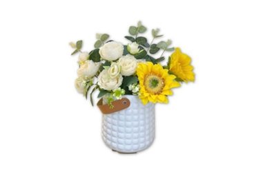 FLORERO DECORATIVO MODELO PRIMAVERA CUADROS BLANCO