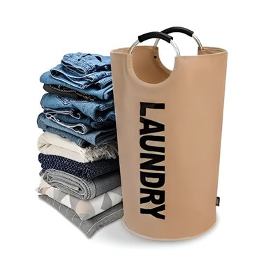 CESTO EL MEJOR PRECIO CON ASAS MARRON CLARO ROPA ALUMINIO