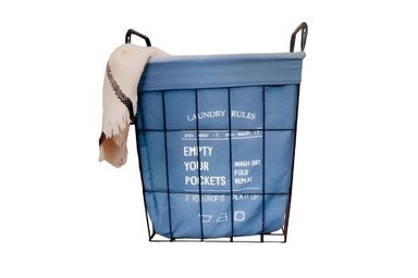 CESTO EL MEJOR PRECIO RECTANGULAR AZUL CLARO ROPA ORGANIZADOR METAL DENIM