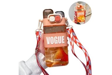 TOMATODO 580ML PORTÁTIL CON COLGADOR DISEÑO VOGUE ROSADO