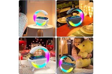 LAMPARA EL MEJOR PRECIO 3 EN 1 BT2301 BLANCO RGB PARLANTE BLUETOOTH CARGADOR INALAMBRICO - 4