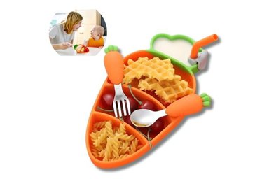 SET EL MEJOR PRECIO PLATO ZANAHORIA NARANJA PARA BEBÉ