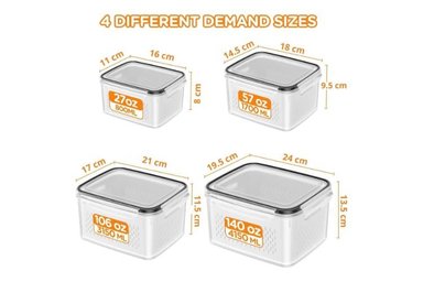 SET 4 TAPERS HERMÉTICOS EL MEJOR PRECIO NYX BLANCO CON ESCURRIDOR - 6