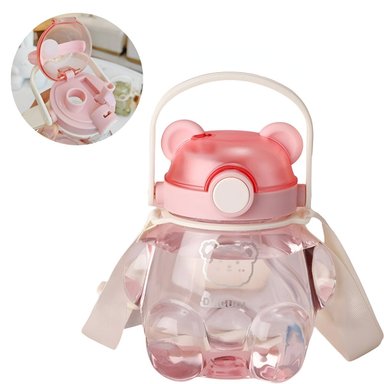 TOMATODO OSO BACKPACK 800ML PORTÁTIL CON STICKERS 3D ROSADO