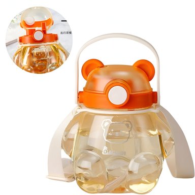 TOMATODO OSO BACKPACK 800ML PORTÁTIL CON STICKERS 3D NARANJA