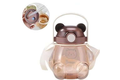 TOMATODO OSO BACKPACK 800ML PORTÁTIL CON STICKERS 3D MARRÓN