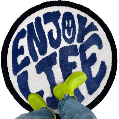 ALFOMBRA EL MEJOR PRECIO LETRAS 90 X 90 CM MODERNA CIRCULAR PELO CORTO AZUL