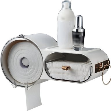 DISPENSADOR PAPEL HIGIÉNICO PREMIUM CON GANCHOS BLANCO