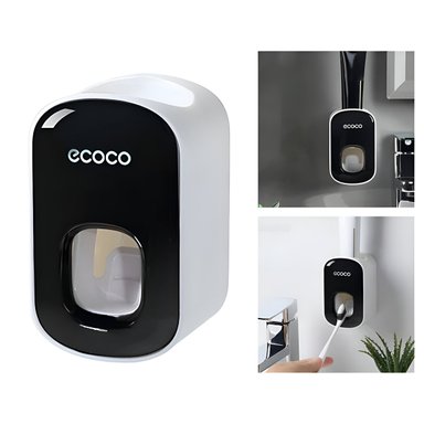 DISPENSADOR DE PASTA DENTAL A PRESION CON ADHESIVO MODELO DESMONTABLE NEGRO