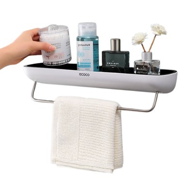 REPISA ADHESIVA PARA BAÑO CON COLGADOR MODELO ECOCO COLOR NEGRO