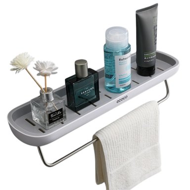 REPISA ADHESIVA PARA BAÑO CON COLGADOR MODELO ECOCO COLOR GRIS