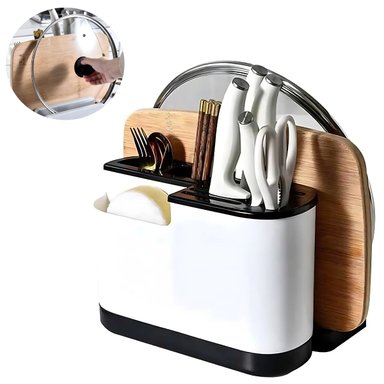 ORGANIZADOR DE COCINA PORTA UTENSILIOS MODELO OVALADO COLOR NEGRO