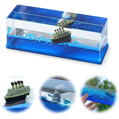 ADORNO DECORATIVO MODELO BARCO CON EFECTO MARINO Y BURBUJAS