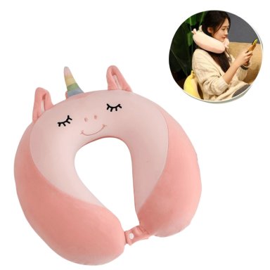 COJÍN CERVICAL PARA VIAJE MODELO KAWAII ROSADO