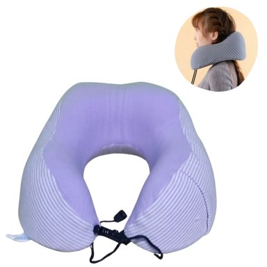 COJÍN PARA CUELLO ALMOHADILLA CERVICAL AJUSTABLE MODELO RAYADO LILA