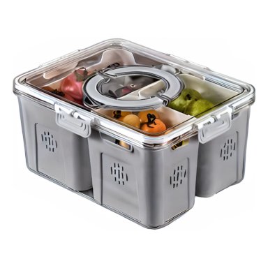 TÁPER HERMÉTICO DE 4 DIVISIONES REMOVIBLES GRIS