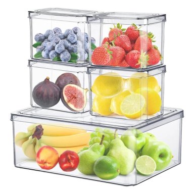 SET DE 5 TÁPERS ORGANIZADORES PARA REFRIGERADOR COCINA