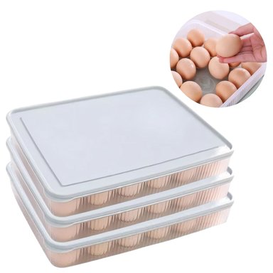 SET DE 3 TÁPERS PLANO PORTA HUEVOS ORGANIZADOR PARA COCINA CELESTE