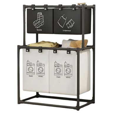 ESTANTE PARA LAVANDERÍA DE 2 NIVELES MIRELLA COLOR NEGRO