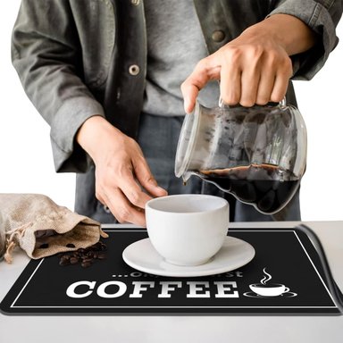 SET DE 3 ALFOMBRAS PARA BARRA DE CAFÉ, ABSORBENTE PARA CAFETERÍA COLOR NEGRO