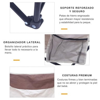 SILLA PLEGABLE PORTÁTIL PARA CAMPING Y PLAYA FLEX TAMAÑO S BLANCO - 4