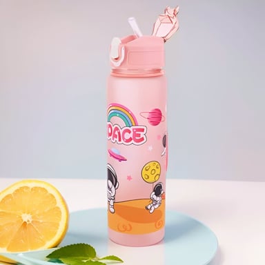 TOMATODO PORTÁTIL DISEÑO ASTRONAUTA SPACE CON SORBETE COLOR ROSADO - 2