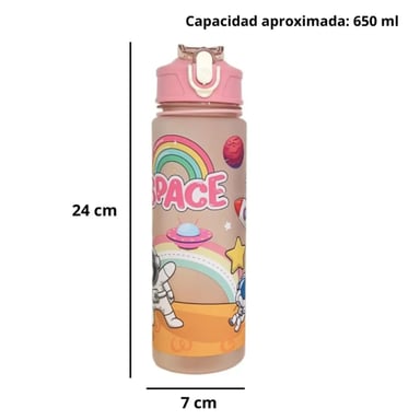 TOMATODO PORTÁTIL DISEÑO ASTRONAUTA SPACE CON SORBETE COLOR ROSADO - 5
