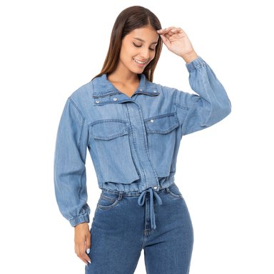 CASACA DENIM MUJER PIONIER AZUL ZULEMY