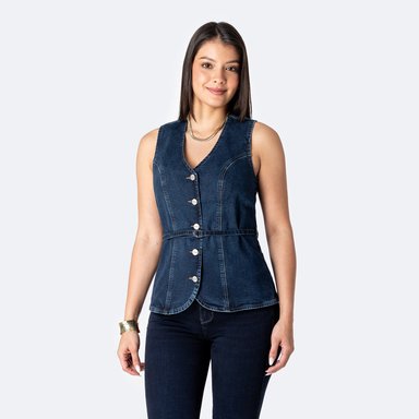CHALECO DENIM STRETCH MUJER PIONIER KIRALI