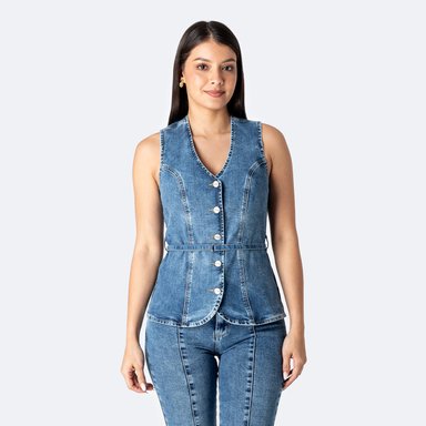 CHALECO DENIM STRETCH MUJER PIONIER KIRALI