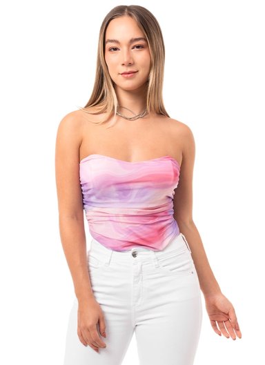 TOP MUJER SQUEEZE ROSADO RUMMI STRAPLESS TULL