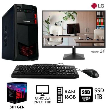 COMPUTADORA INTEL INTEL CORE I7 RAM 16GB PC CORE I7-8TH MONITOR 24 LG DISCO DURO CASE 350W 1TB - 1